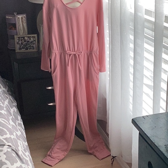No Boundaries Pants - Pink Jumpsuit with Crisscross Back